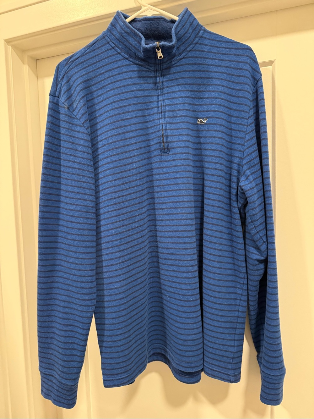 Vineyard Vines Blue Striped 1/4 Zip Saltwater Pullover